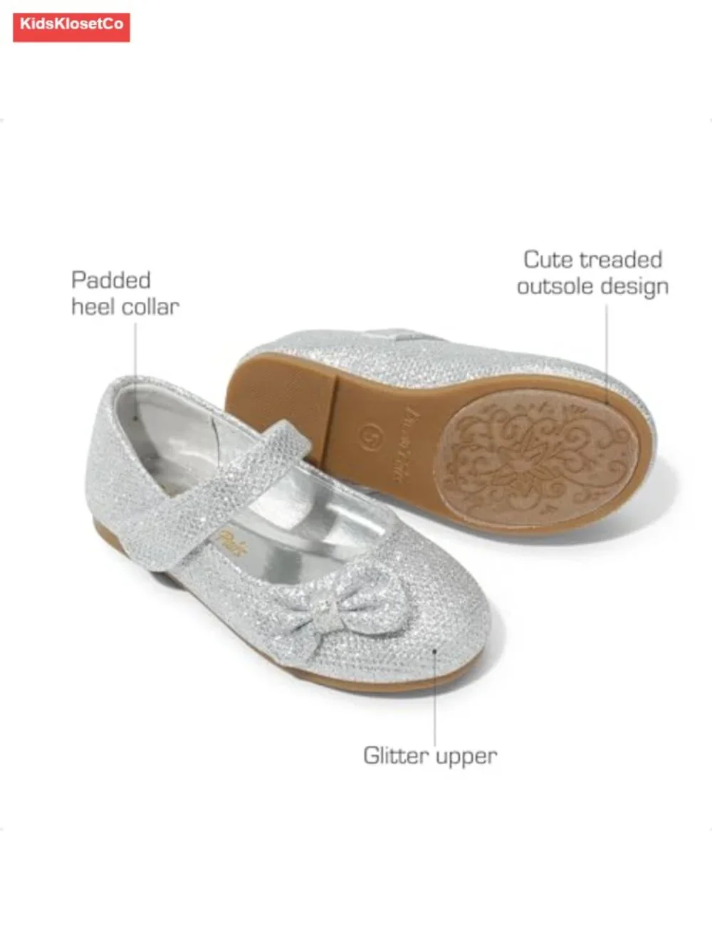Toddler Girls Mary Jane Flats with Bow, Hook & Loop Closure, Vegan Leather or